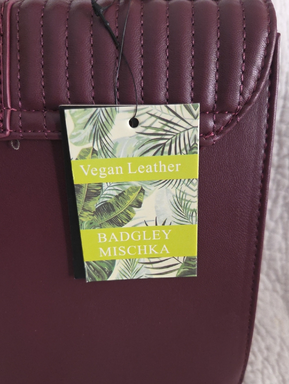 Badgley Mischka Quilted Top-Handle Satchel - Deep Burgundy - Picture 4 of 8